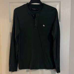 Men’s Abercrombie & Fitch Dark Green Long-Sleeve Henley